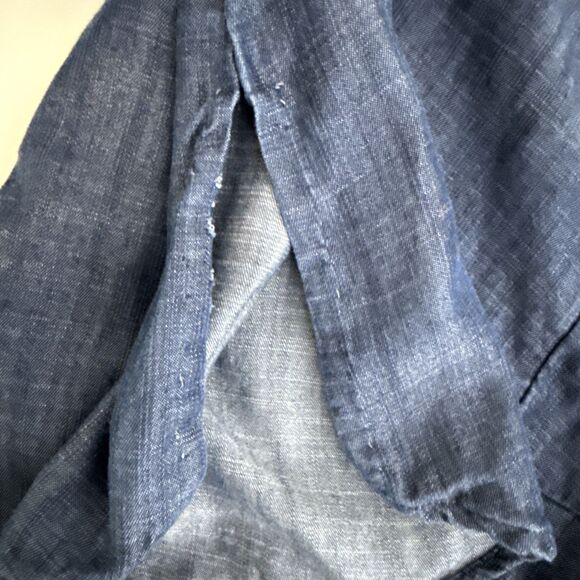 Chico's Size 3 XL Embellished Beaded Denim Tunic Top Shirt Blue Tencel Chambray - Picture 11 of 13